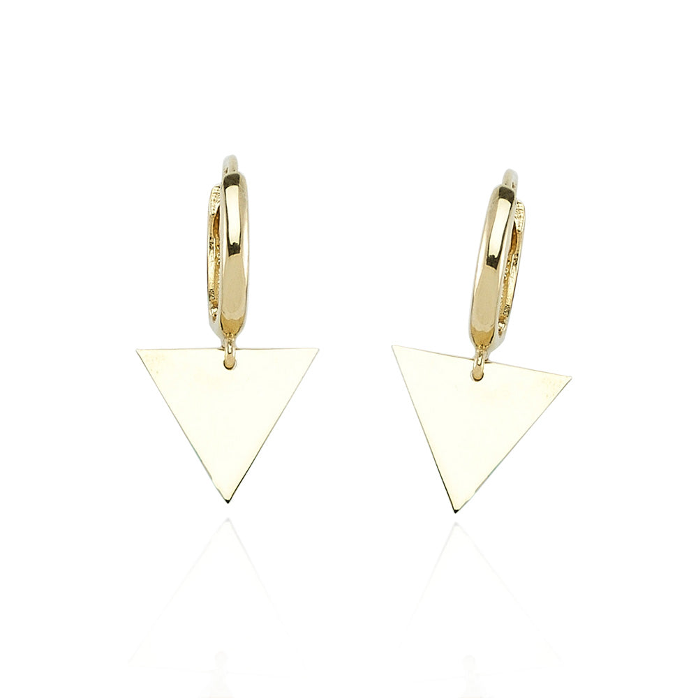 14k Solid Gold Triangle Earring
