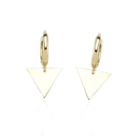 14k Solid Gold Triangle Earring