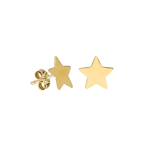 14k Solid Gold Star Earring