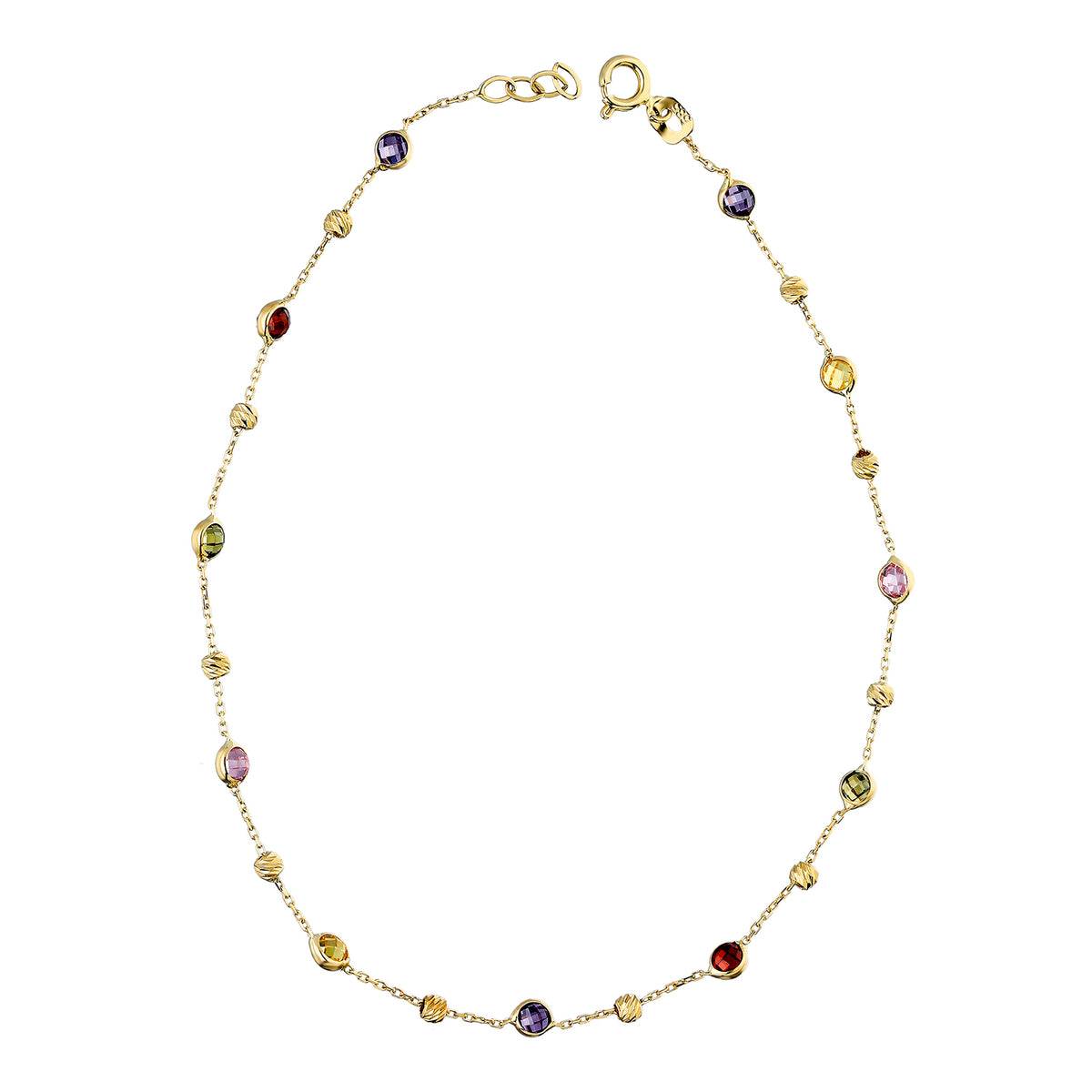 14k Solid Gold Colored Pave Anklet