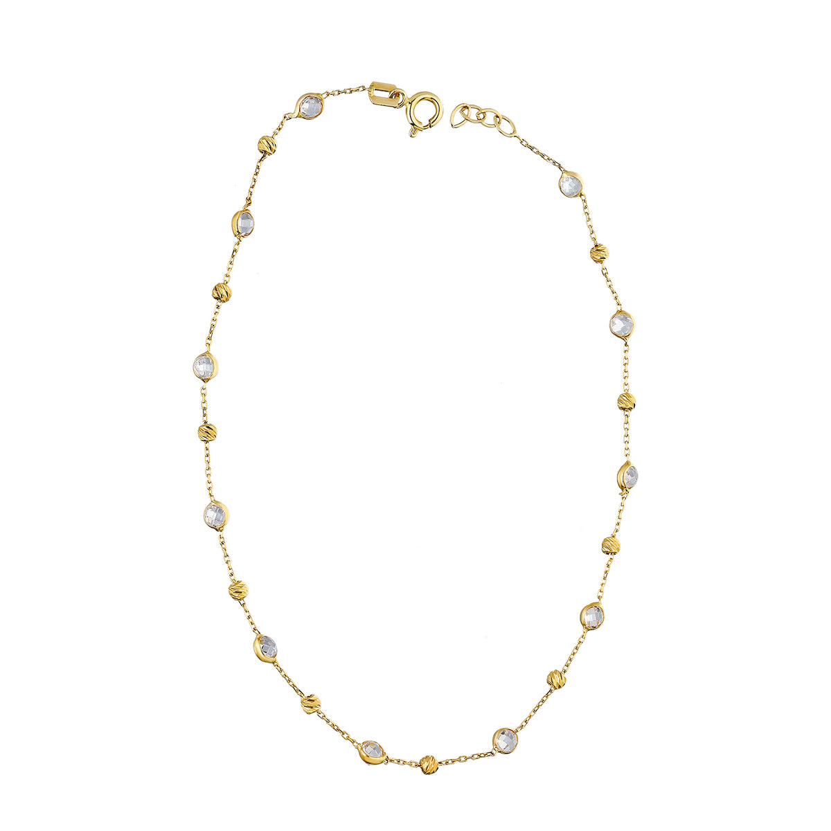 14k Solid Gold Pave Anklet