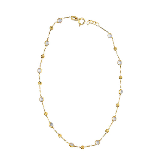 14k Solid Gold Pave Anklet