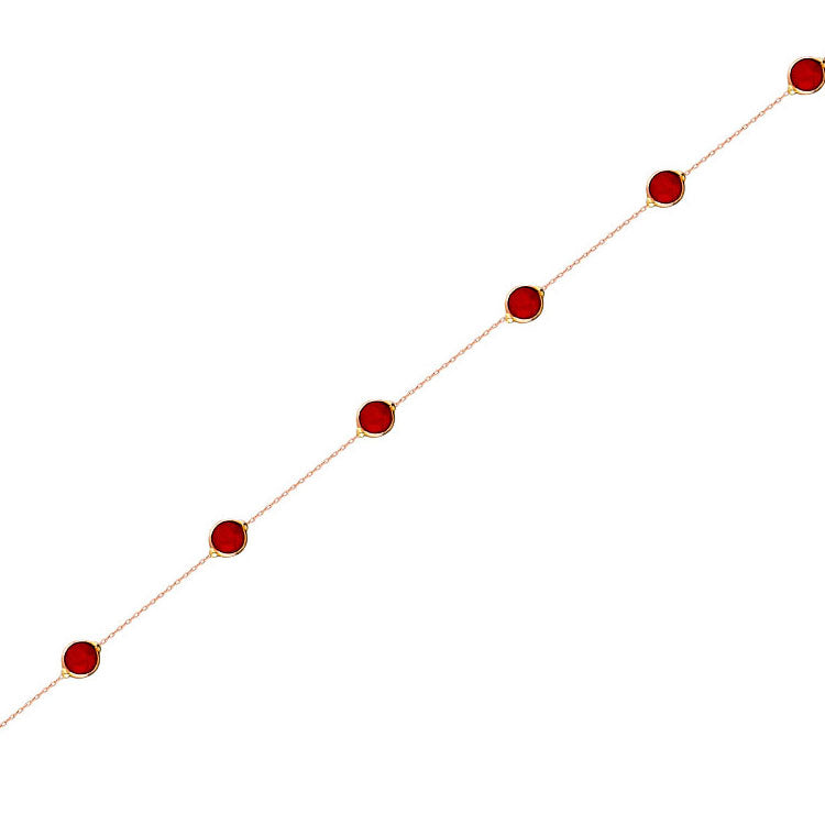 14k Solid Gold Red Pave Bracelet