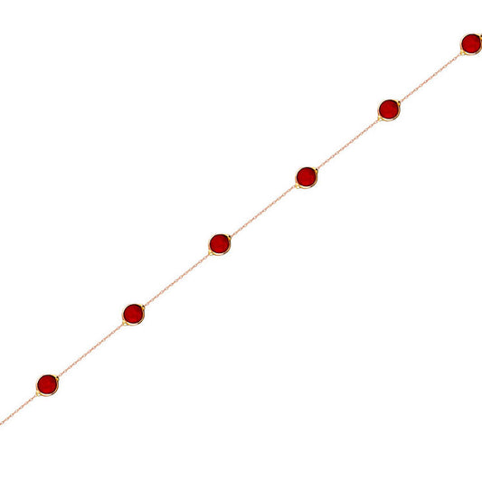 14k Solid Gold Red Pave Bracelet