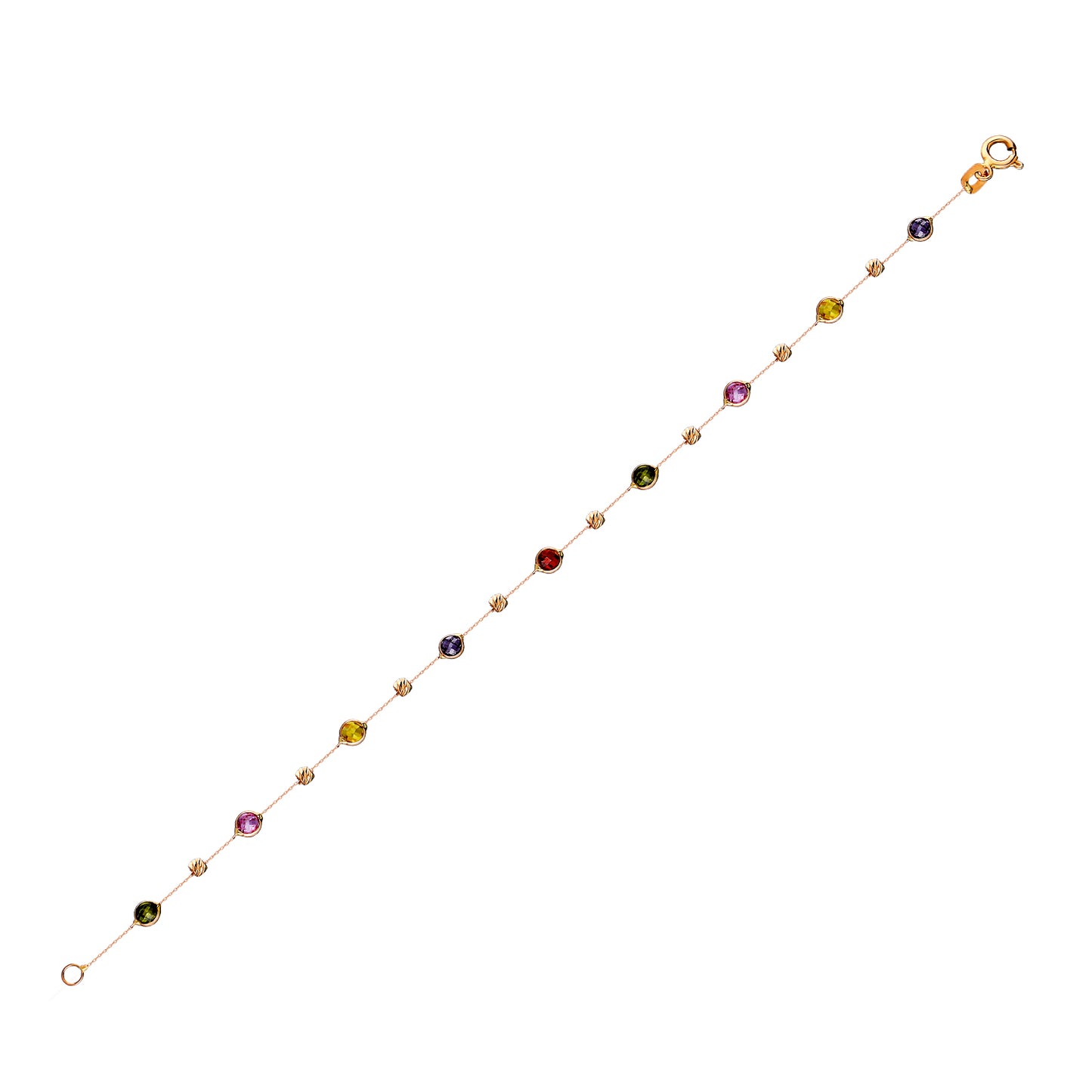 14k Solid Gold Colored Pave Bracelet - alternate view 2