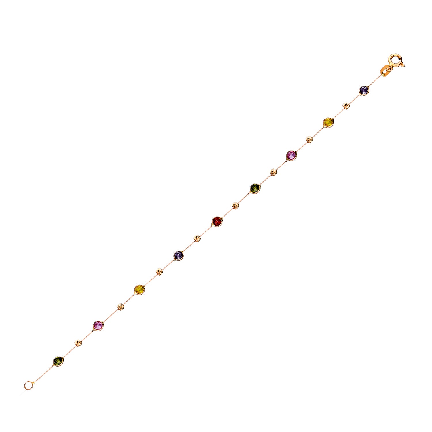 14k Solid Gold Colored Pave Bracelet - alternate view 2