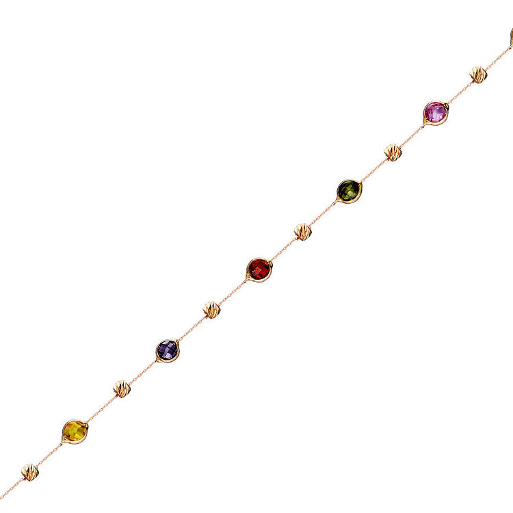 14k Solid Gold Colored Pave Bracelet