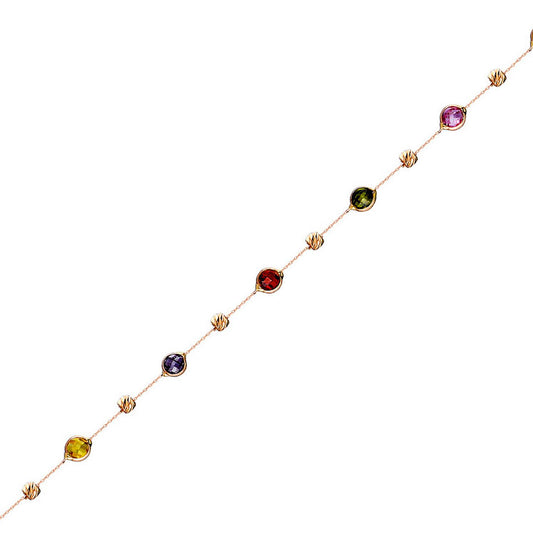 14k Solid Gold Colored Pave Bracelet