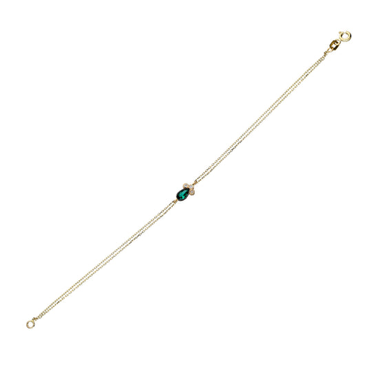 14k Solid Gold Green Pave Drop Bracelet - alternate view 2