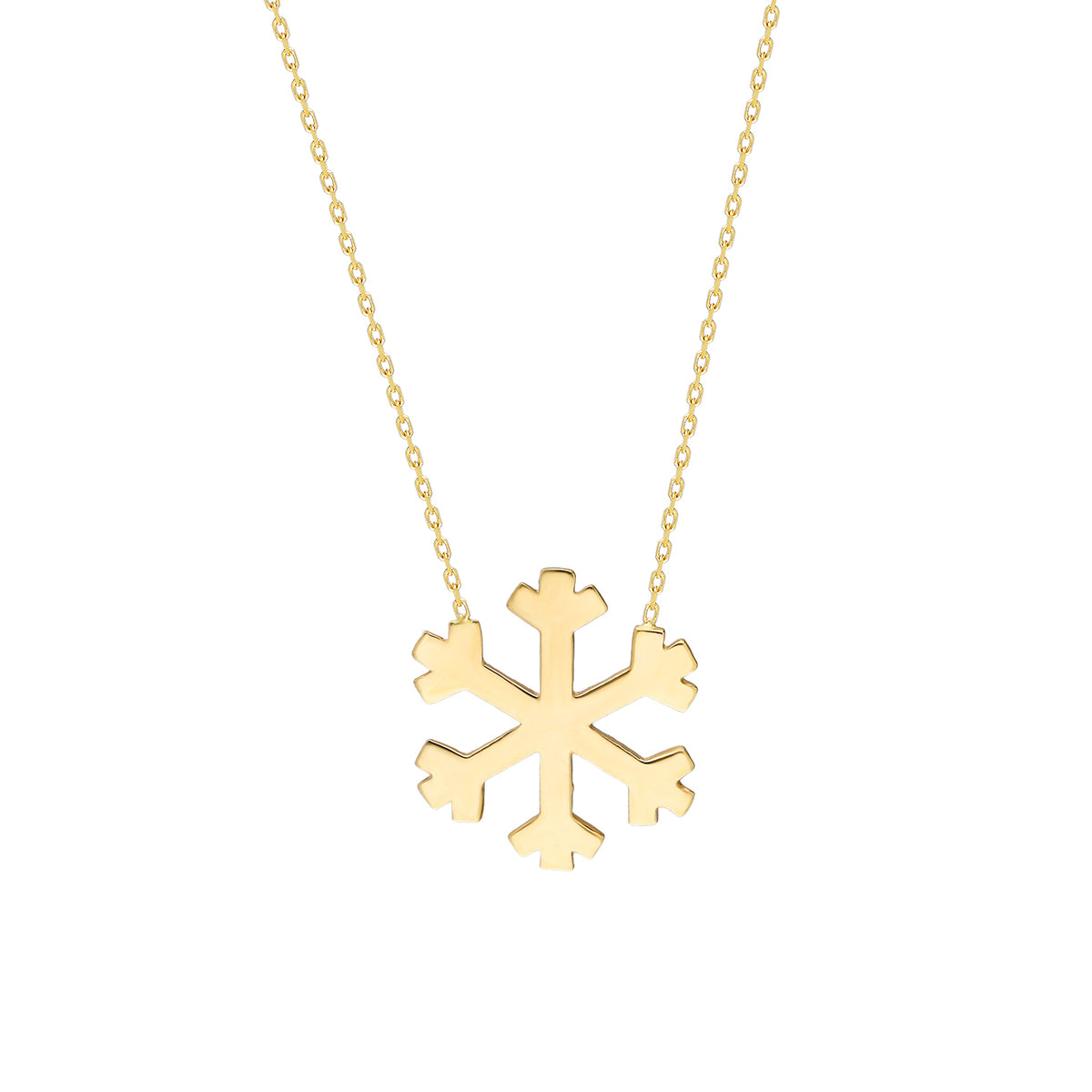 14k Solid Gold Snowflake Necklace