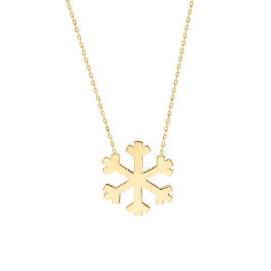 14k Solid Gold Snowflake Necklace