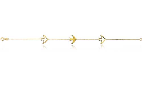 14k Solid Gold Ankle Bird Bracelet - alternate view 3