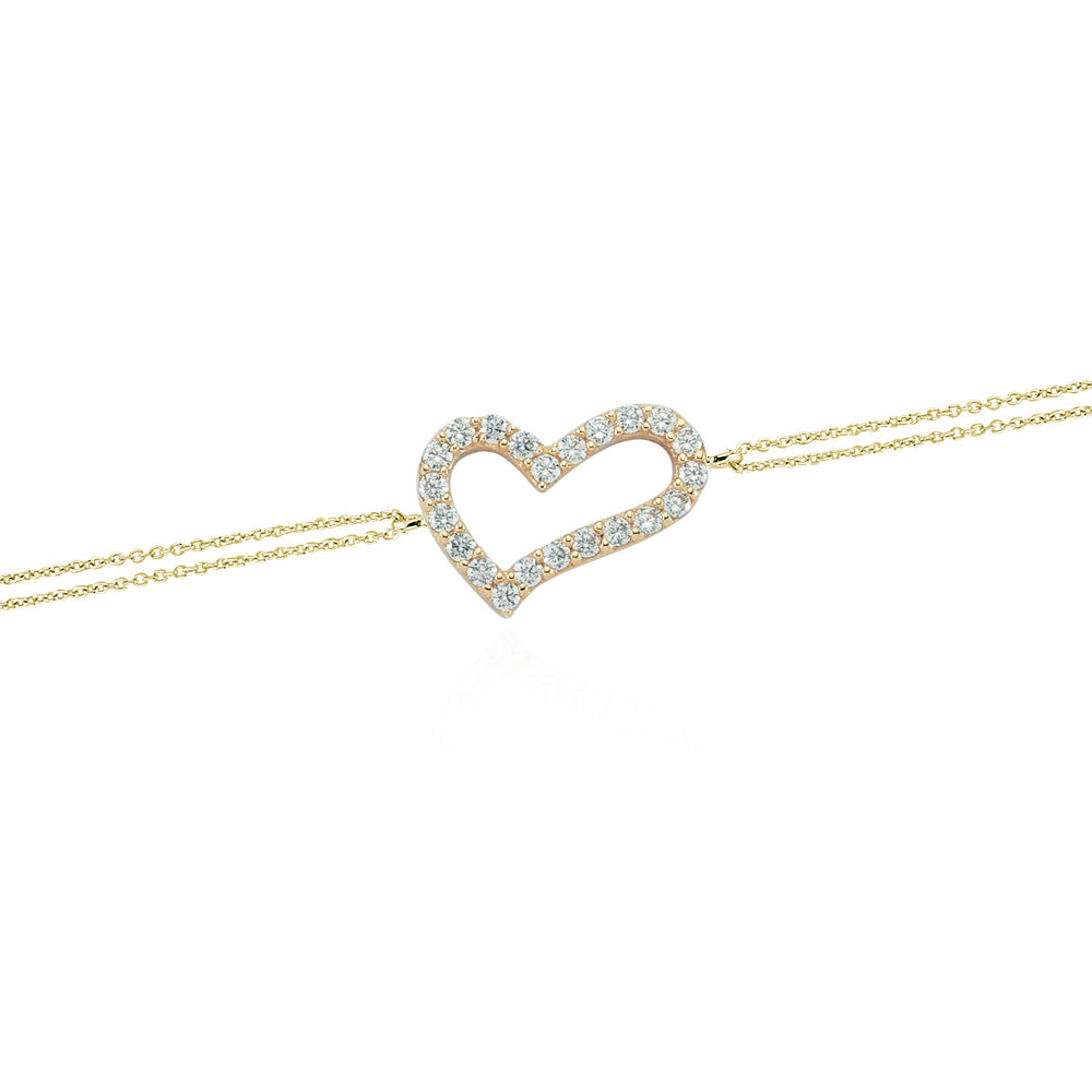 14k Solid Gold Heart Bracelet