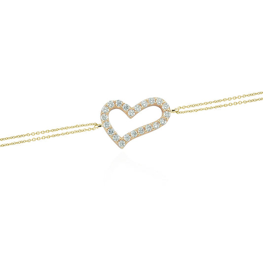 14k Solid Gold Heart Bracelet