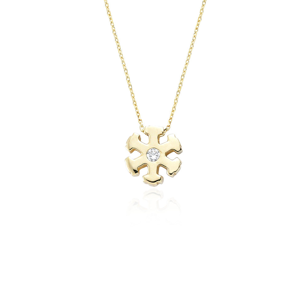14k Solid Gold Snowflake Necklace