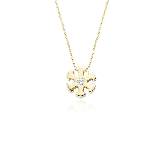14k Solid Gold Snowflake Necklace