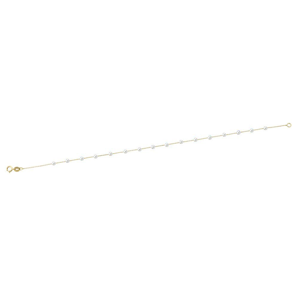 14k Solid Gold Pearl Row Bracelet - alternate view 4