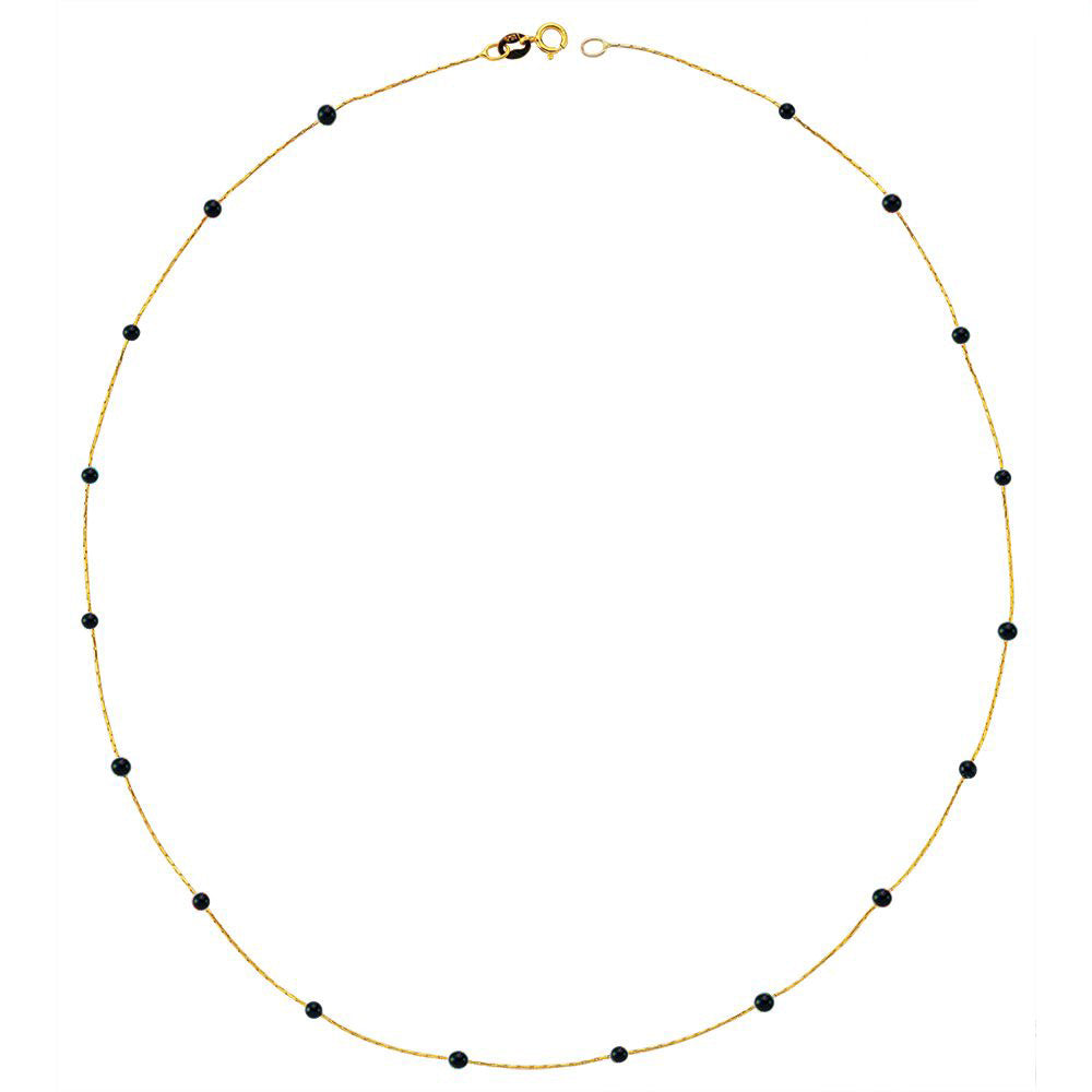 14k Solid Gold Onyx Pave Row Necklace - alternate view 4