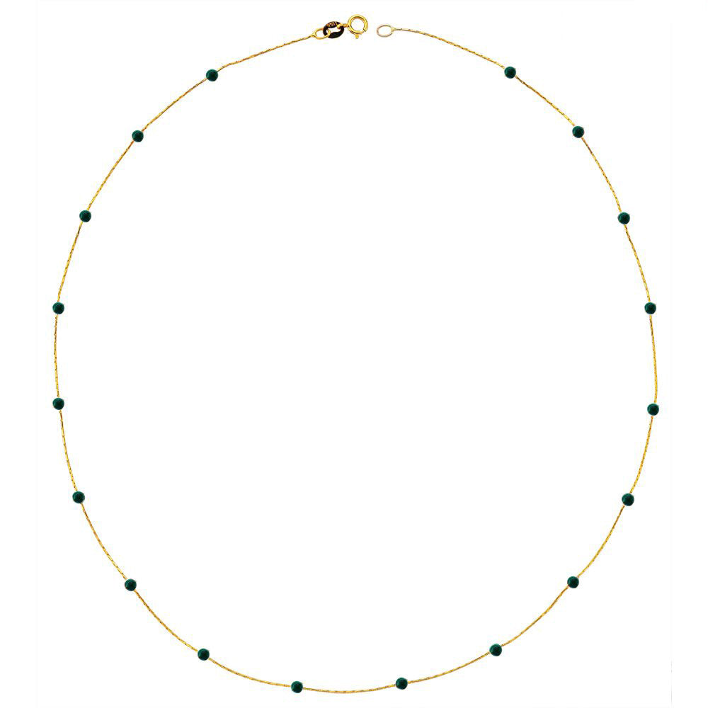 14k Solid Gold Jade Pave Row Necklace - alternate view 4