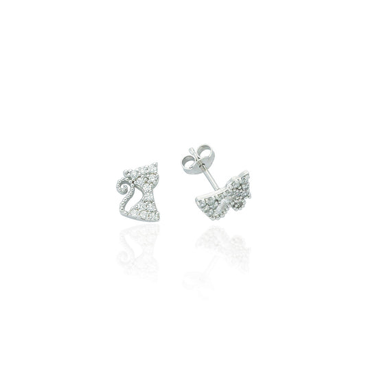 925k Sterling Silver Cat Earring