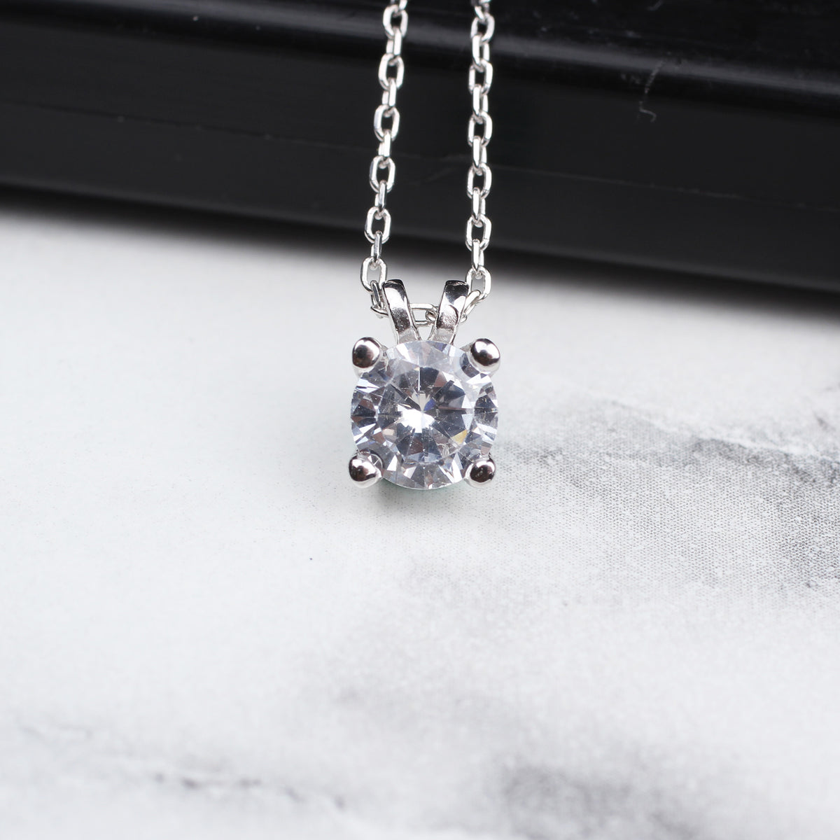 925k Sterling Silver Solitaire Necklace - alternate view 2