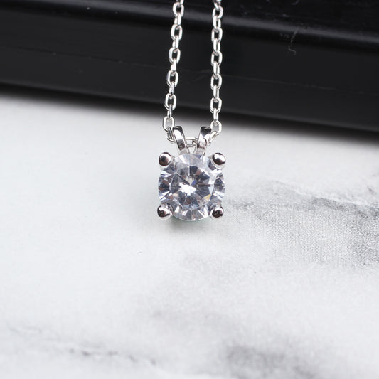 925k Sterling Silver Solitaire Necklace - alternate view 2