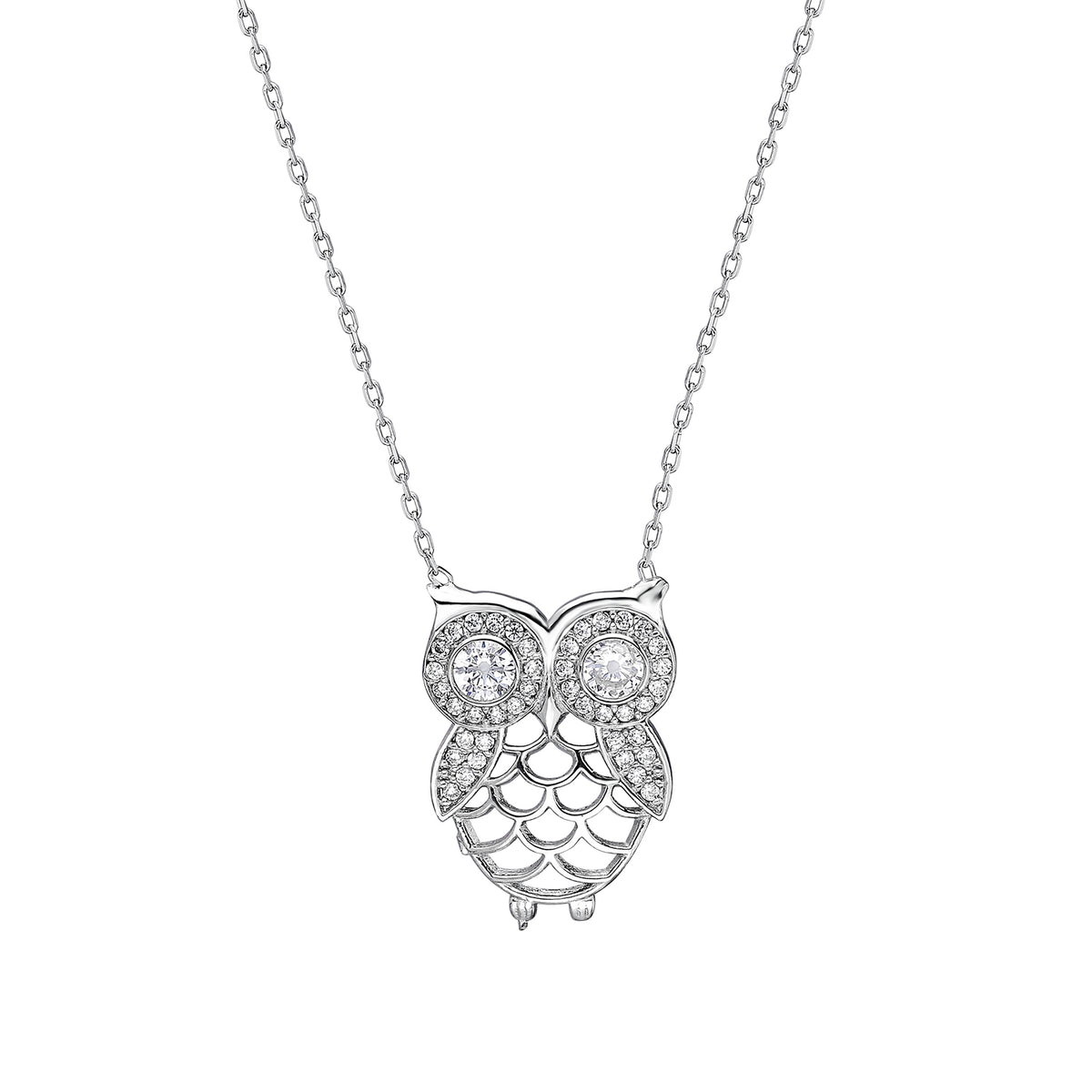 925k Sterling Silver Owl Necklace