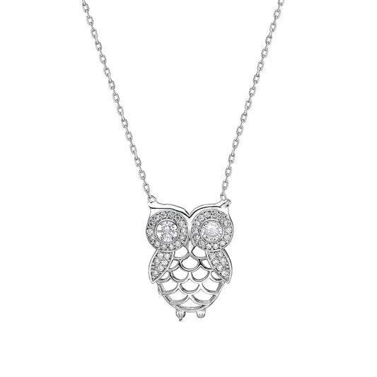 925k Sterling Silver Owl Necklace