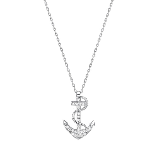 925k Sterling Silver Anchor Necklace