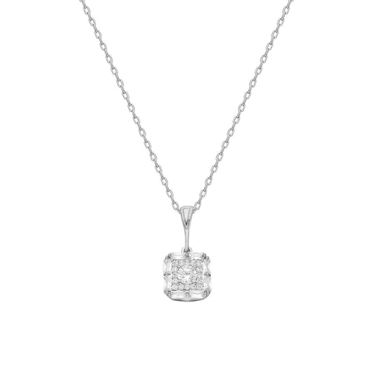 925k Sterling Silver Baget Pave Necklace