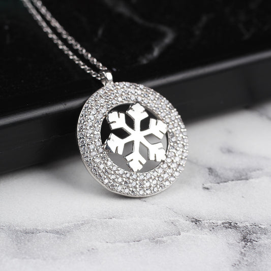 925k Sterling Silver Snowflake Necklace