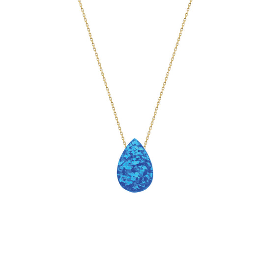14k Solid Gold Opal Drop Necklace