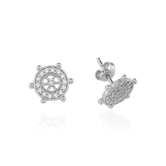 925k Sterling Silver Rudder Pave Earring