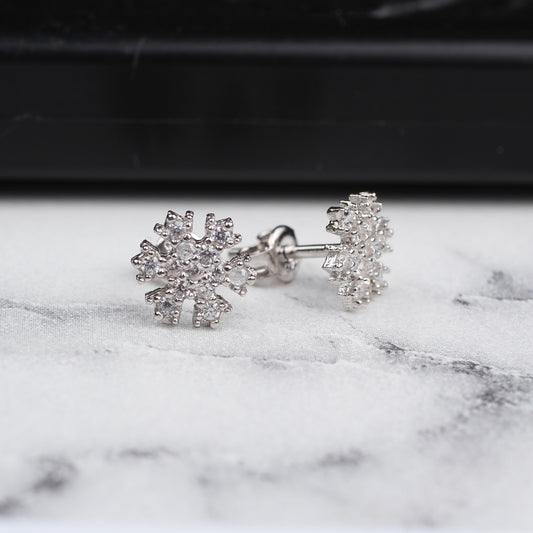 925k Sterling Silver Snowflake Earring