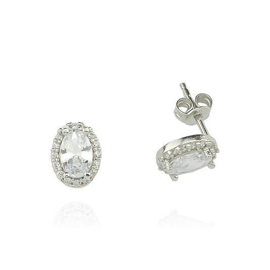 925k Sterling Silver Oval Anthurage Earring