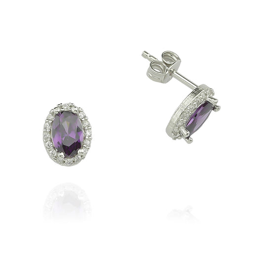 925k Sterling Silver Oval Anthurage Earring