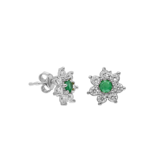 925k Sterling Silver Green Star Earring