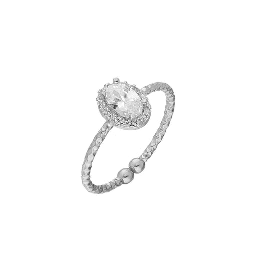 925k Sterling Silver Oval Anthurage Ring