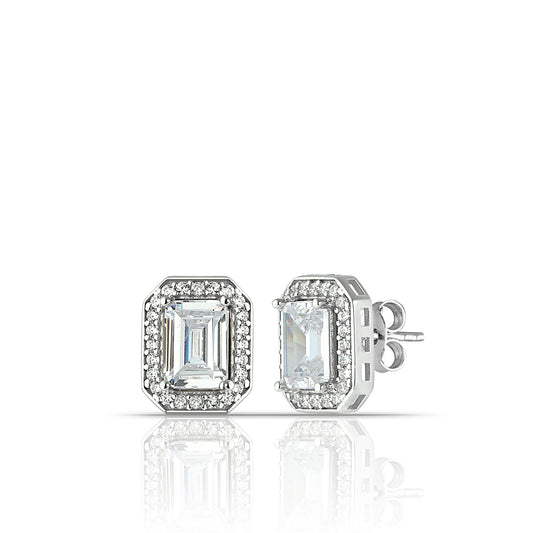 925k Sterling Silver Baget Pave Earring