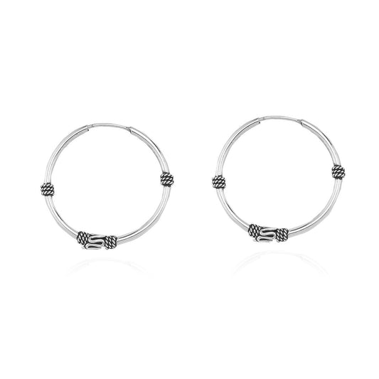 925k Sterling Silver 2 cm Patterned Circle Earring