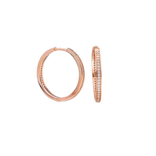 925k Sterling Silver 2 cm Pave Circle Earring