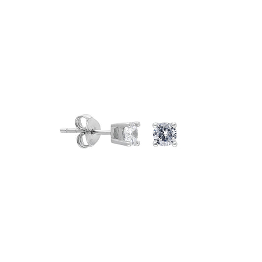 925k Sterling Silver 4 mm Solitaire Earring