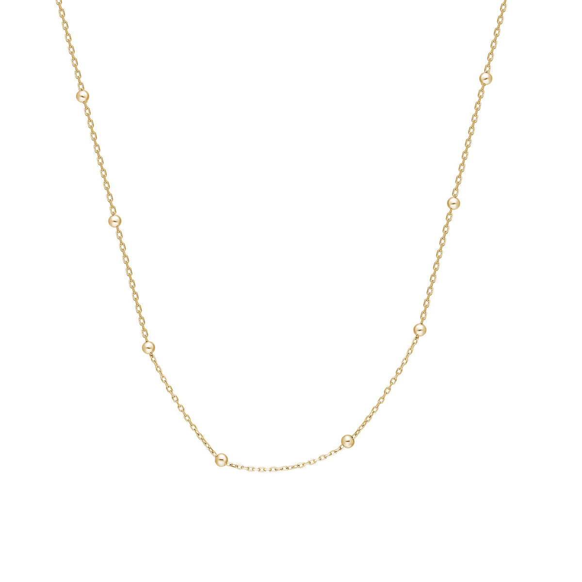 14k Solid Gold 42cm Ball Force Chain Necklace