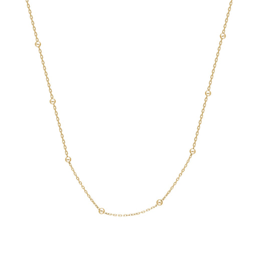 14k Solid Gold 42cm Ball Force Chain Necklace