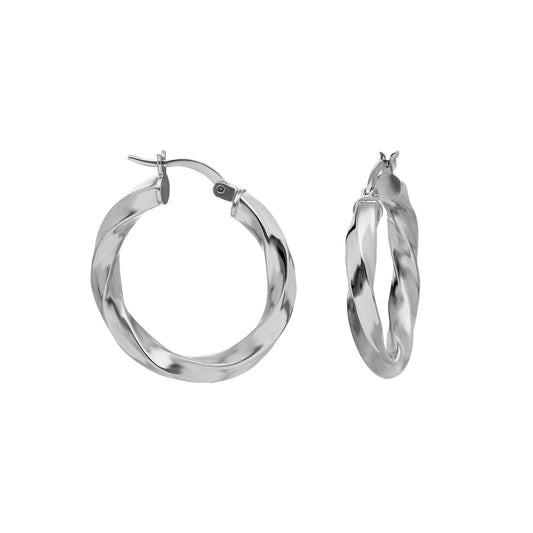 925k Sterling Silver 2 cm Twisted Circle Earring