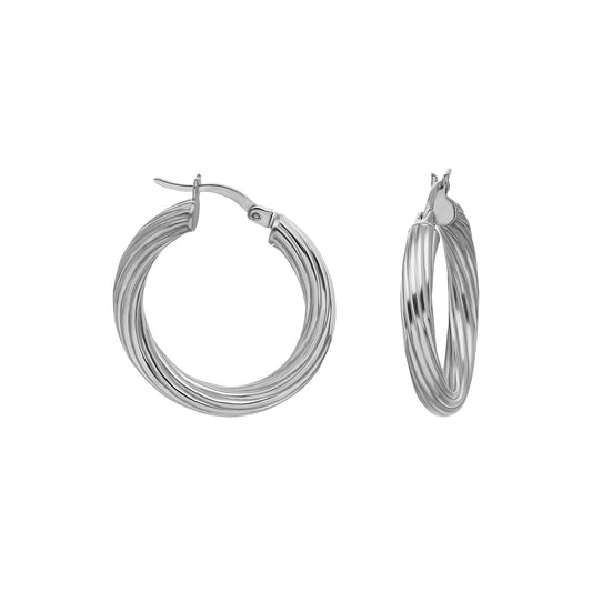 925k Sterling Silver 2 cm Twisted Circle Earring