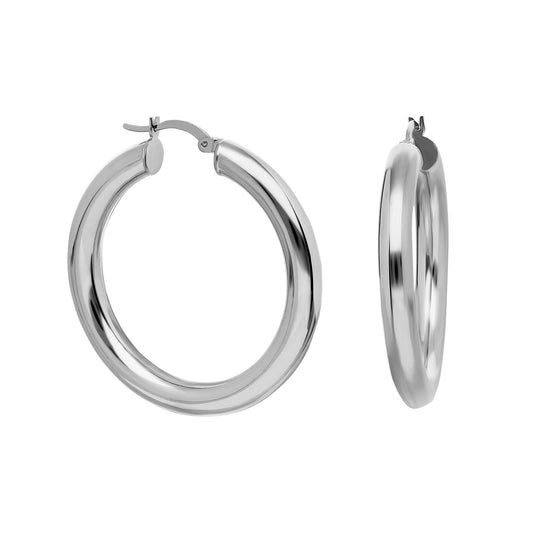 925k Sterling Silver 3 cm Thick Circle Earring