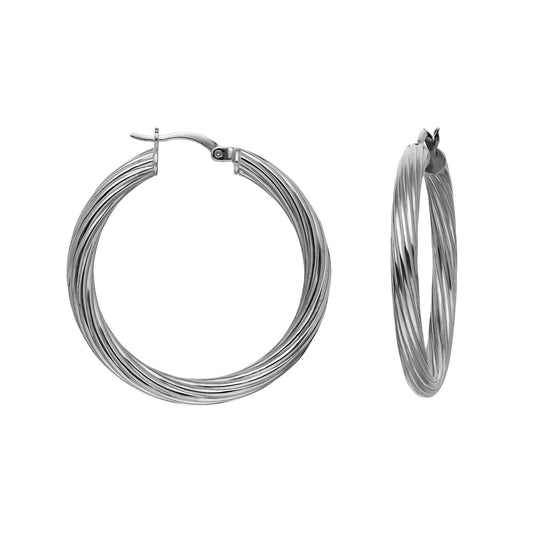 925k Sterling Silver 3 cm Twisted Circle Earring