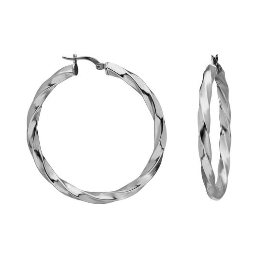 925k Sterling Silver 4 cm Twisted Circle Earring
