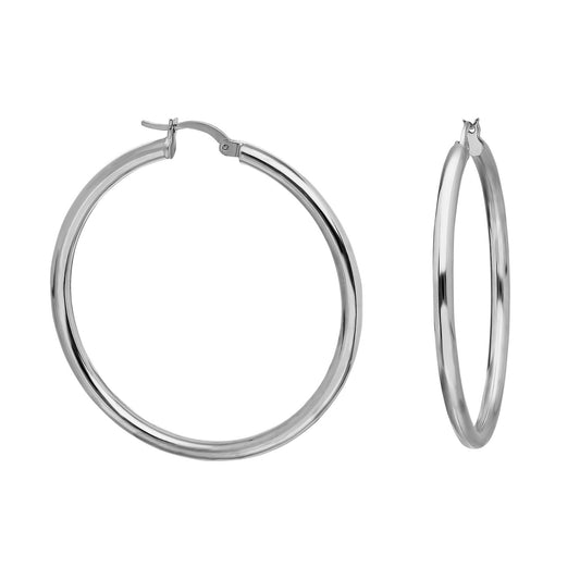 925k Sterling Silver 4 cm Slim Circle Earring